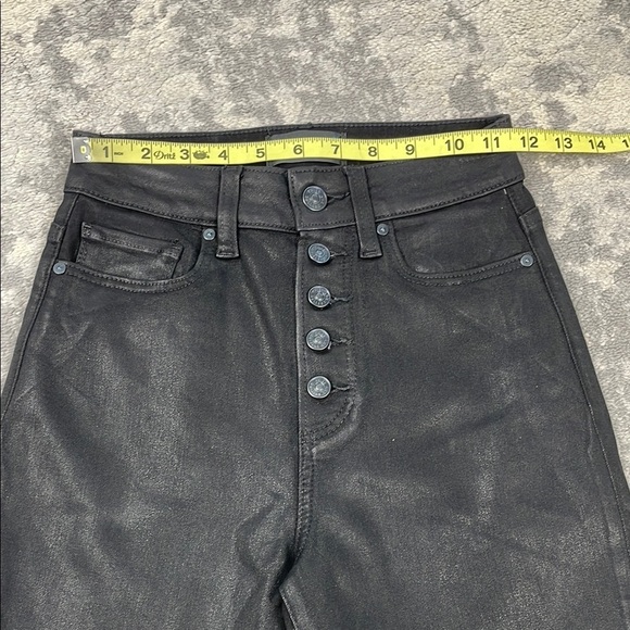 New Paige Accent Black Fog Luxe Coating Ultra High Rise Jeans Button Fly Sz 24 - Picture 8 of 14